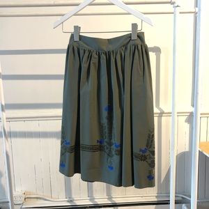 DEVOTION MADE IN GREECE GREEN EMBROIDERED SKIRT
